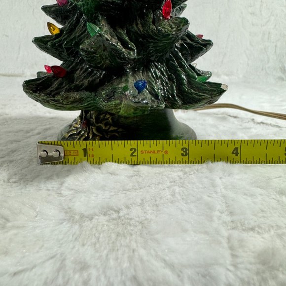 Vintage Lighted Ceramic Christmas Tree with base 2 piece Holland Mold Dark Green - Picture 11 of 12